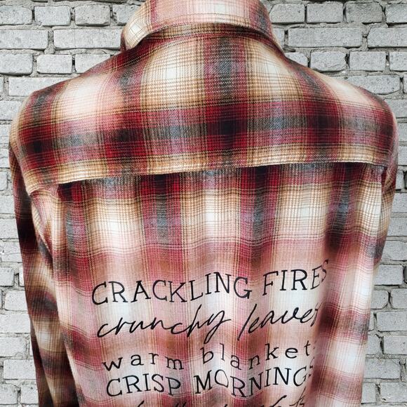 Fall Mood List Custom Flannel Shirt, Leaves Hot Chocolate, Cozy Sweaters, XL - Picture 4 of 7